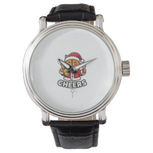 Christmas Cat Cheers Vector Design Watch