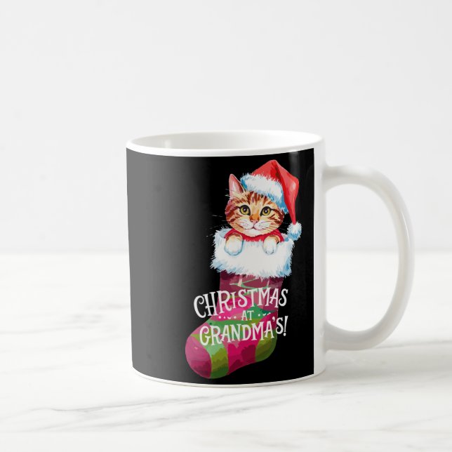 Christmas Cat _ Christmas At Grandma Cat _ Cute Ca Coffee Mug (Right)