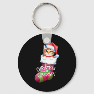 Christmas Cat _ Christmas At Grandma Cat _ Cute Ca Keychain