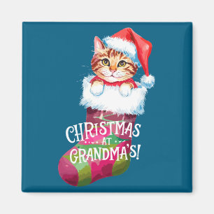 Christmas Cat _ Christmas At Grandma Cat _ Cute Ca Magnet