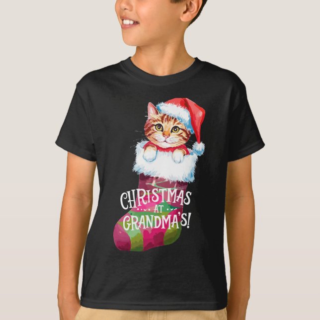 Christmas Cat _ Christmas At Grandma Cat _ Cute Ca T-Shirt (Front)