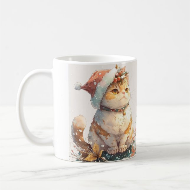 Christmas Cat Coffee Mug (Left)