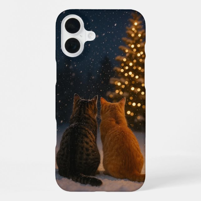 Christmas Cat Couple iPhone Case 16 Plus (Back)