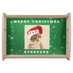 Christmas Cat Custom Photo Serving Tray