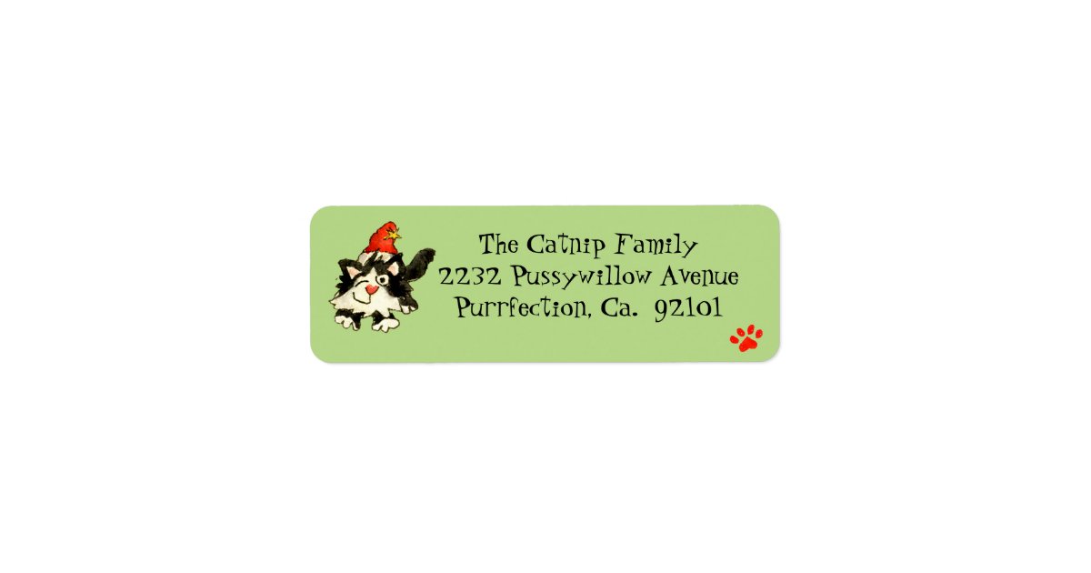 Christmas Cat Custom Return Address Labels | Zazzle