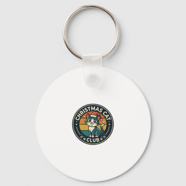Christmas Cat Cute Kitty Design - Christmas Cat Cl Keychain (Front)