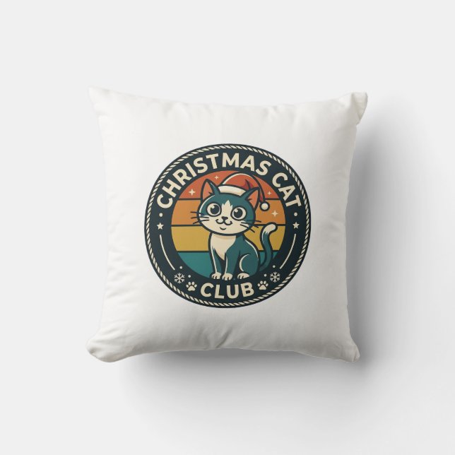 Christmas Cat Cute Kitty Design - Christmas Cat Cl Throw Pillow (Front)
