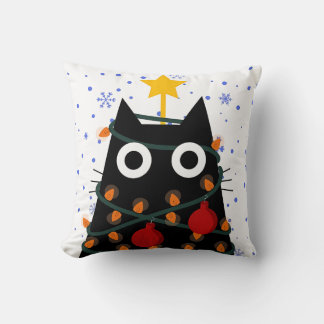Christmas Cat Decorative Aesthetic Throw Pillow