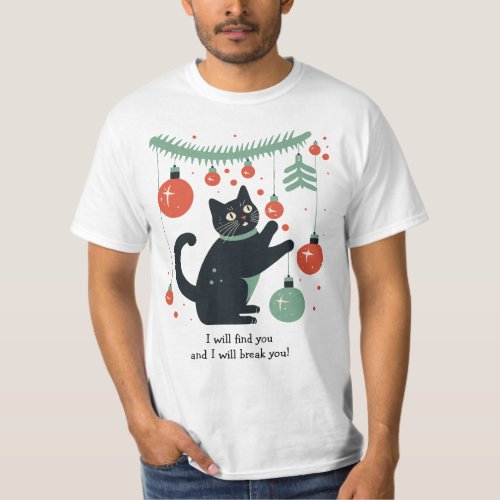 Christmas Cat Destroyer of Tree Ornaments T_Shirt