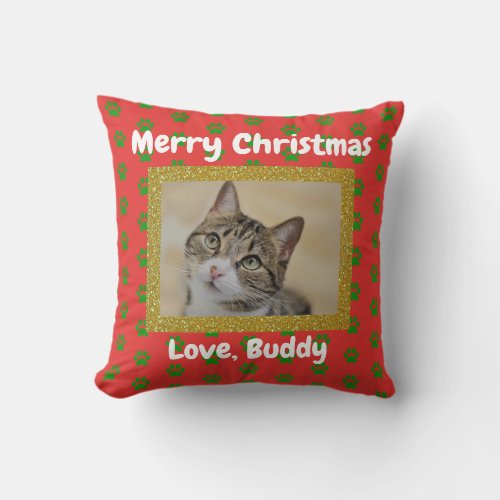 Christmas Cat Dog Dad Mom Love Pet Photo Throw Pillow