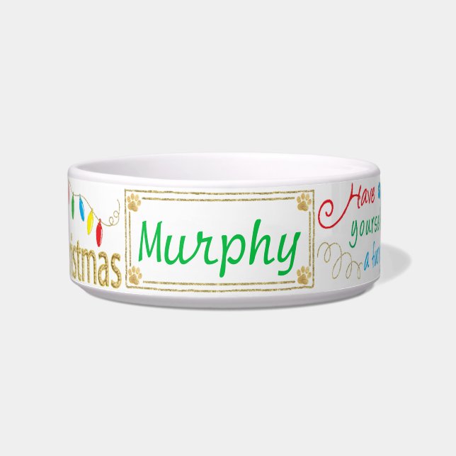 Christmas Cat Dog Pet Bowl Furry Little Xmas/Med (Front)