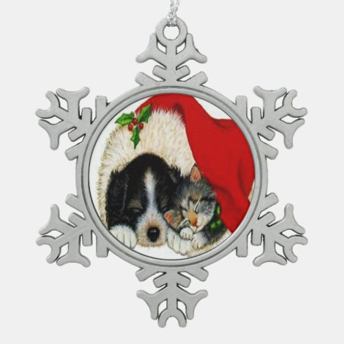 Christmas Cat  Dog Snow Flake Ornament