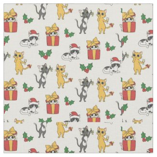 Christmas Cat Fabric