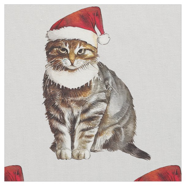 Vintage Christmas cats Fabric Zazzle