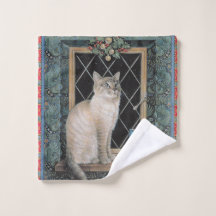 CHRISTMAS CAT FACE FLANNEL