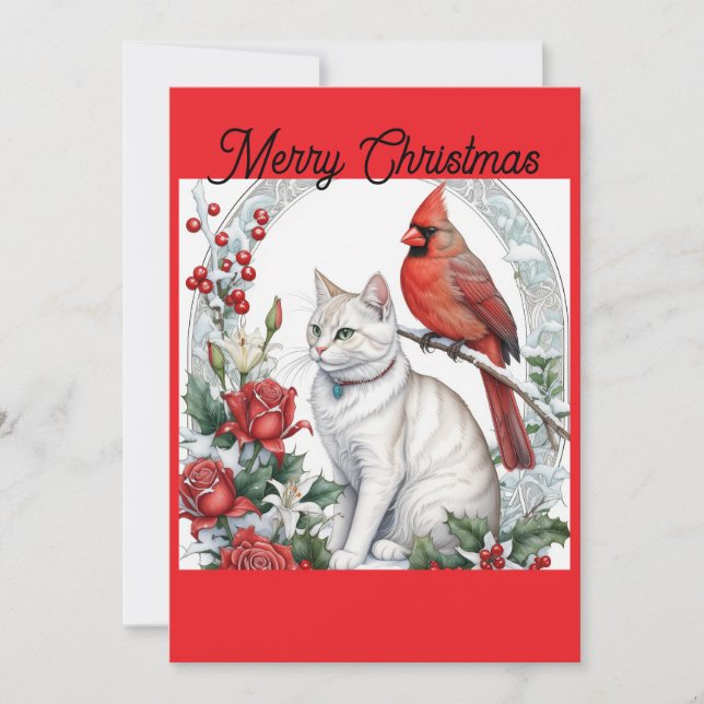 Christmas Cat Flat Holiday Card (Front)