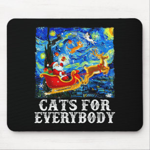 Christmas Cat For Everybody Santa Reindeer Starry  Mouse Pad