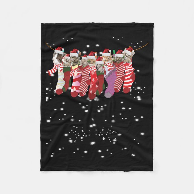 Christmas Cat funny cat Fleece Blanket (Front)