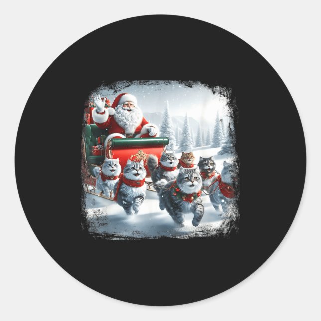 Christmas Cat Funny Cats For Everybody Xmas Men Wo Classic Round Sticker (Front)