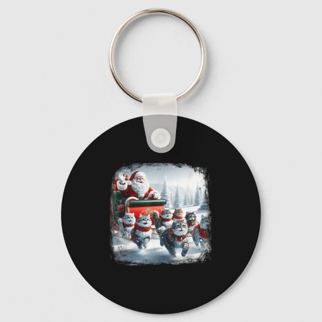 Christmas Cat Funny Cats For Everybody Xmas Men Wo Keychain (Front)