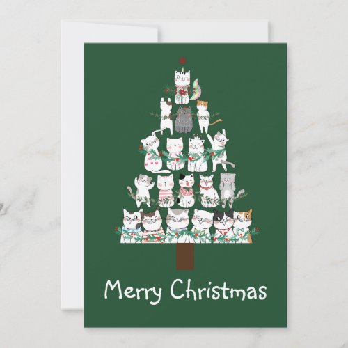 Christmas Cat Funny Tree Funny Invitation