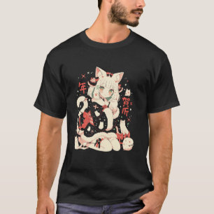 Christmas Cat Girl Anime Waifu Kawaii Japan Holida T-Shirt