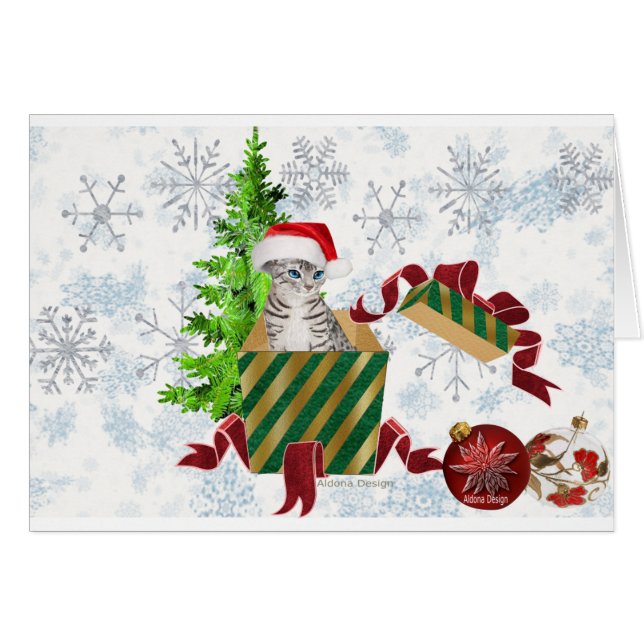 Christmas Cat Greetings  Cards (Front Horizontal)