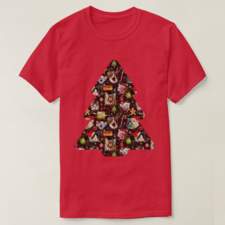Christmas Cat Heads in Space Funny Galaxy Tree T-Shirt
