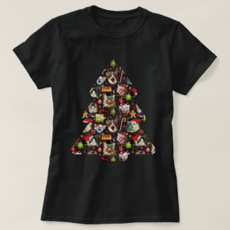 Christmas Cat Heads in Space Funny Tree Galaxy T-Shirt