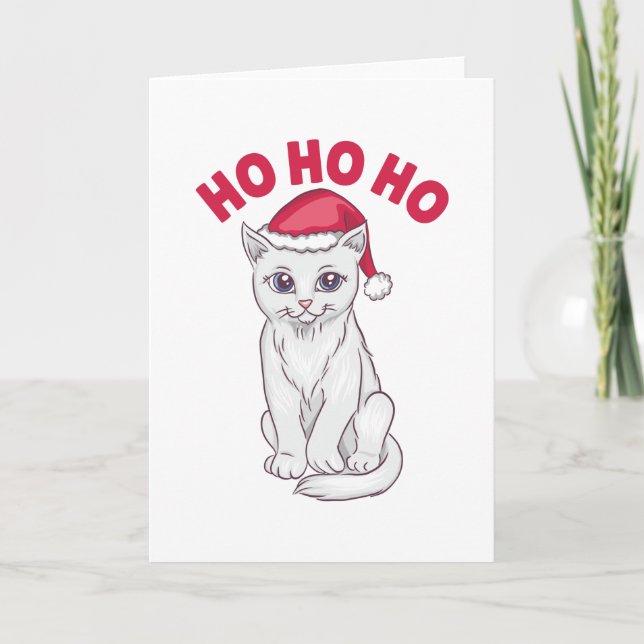 Christmas Cat Ho Ho Ho Card (Front)