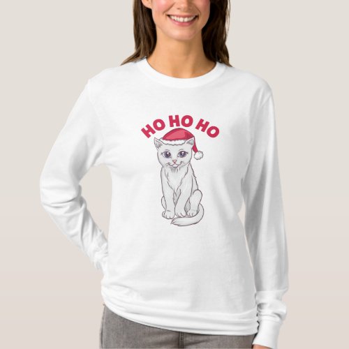 Christmas Cat Ho Ho Ho T_Shirt