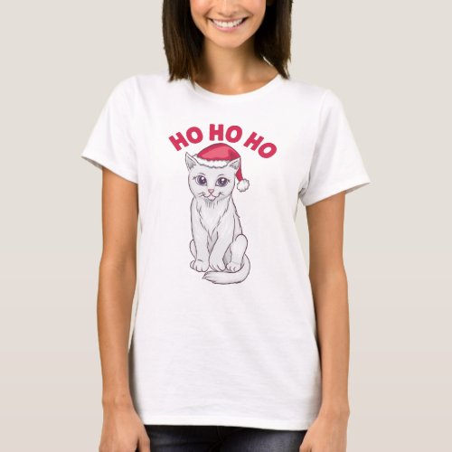 Christmas Cat Ho Ho Ho T_Shirt