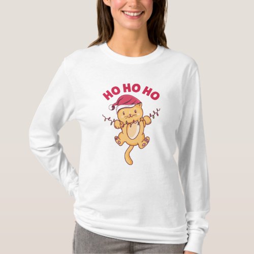 Christmas Cat Ho Ho Ho T_Shirt