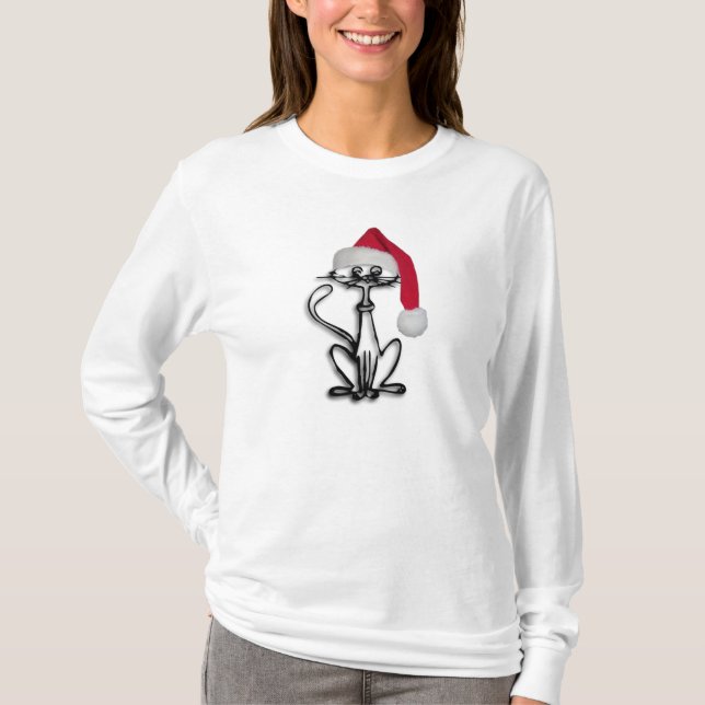 Christmas Cat Holiday T-Shirt (Front)