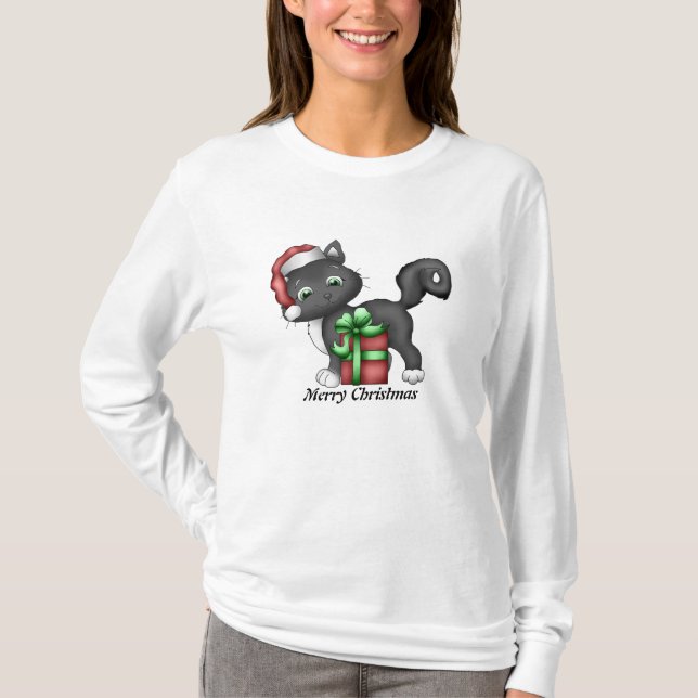Christmas Cat holiday t-shirt (Front)