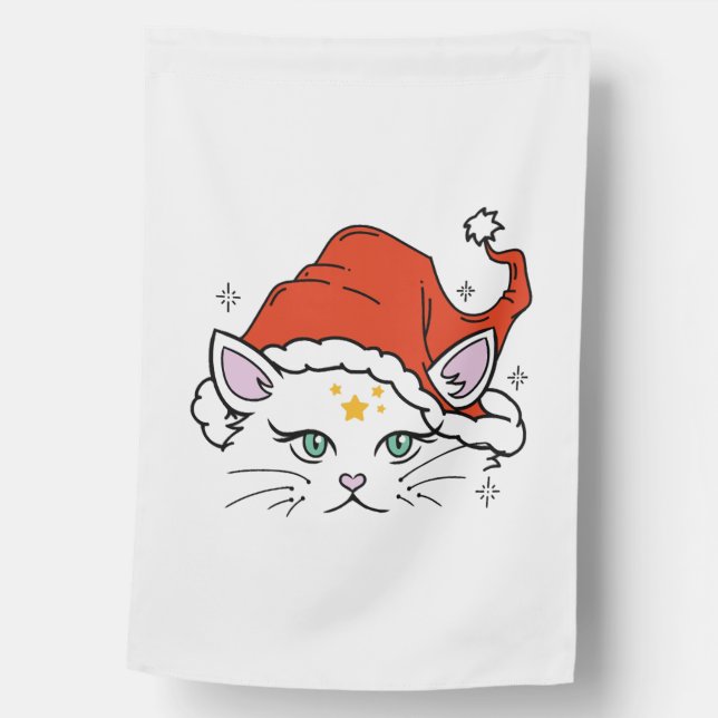 Christmas Cat        House Flag (Front)