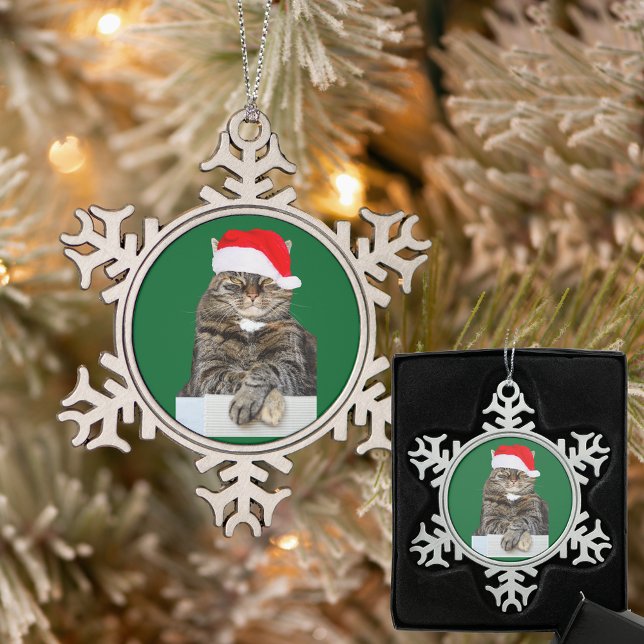 Christmas Cat Humbug Pewter Snowflake Ornament (Creator Uploaded)