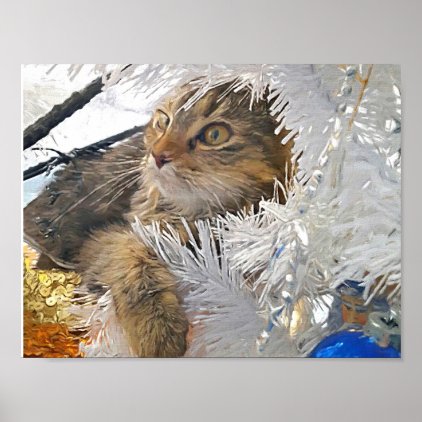 Christmas Cat impressionism Poster