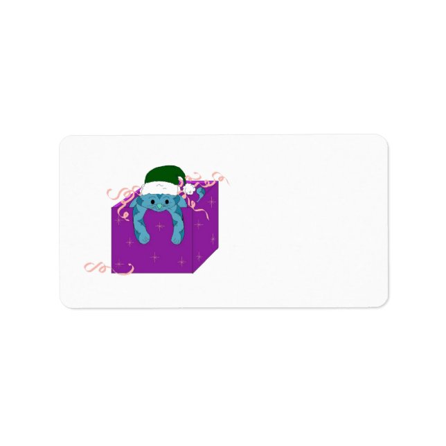 Christmas Cat in a Box Label (Front)