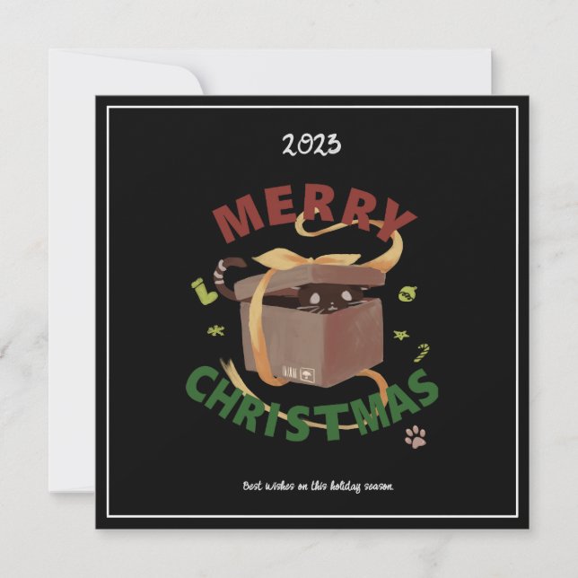 Christmas Cat In Carton Invitation (Front)
