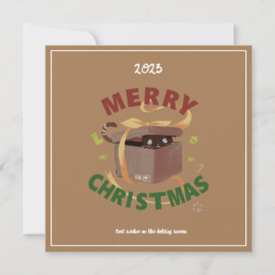 Christmas Cat In Carton Invitation