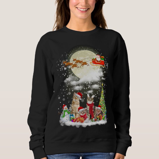 Christmas Cat in Santa Hat Merry Christmas Kitty X Sweatshirt (Front)