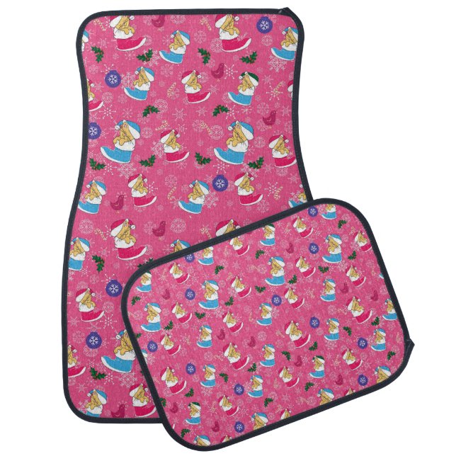 Christmas cat is sleeping,snowflakes car floor mat (Set)