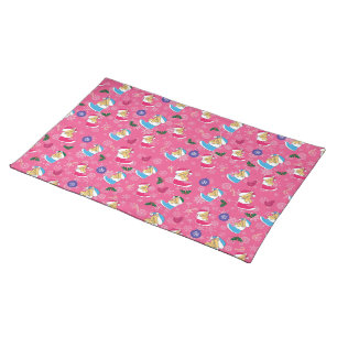 Christmas cat is sleeping,snowflakes cloth placemat
