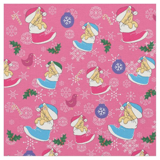 Christmas cat is sleeping,snowflakes fabric