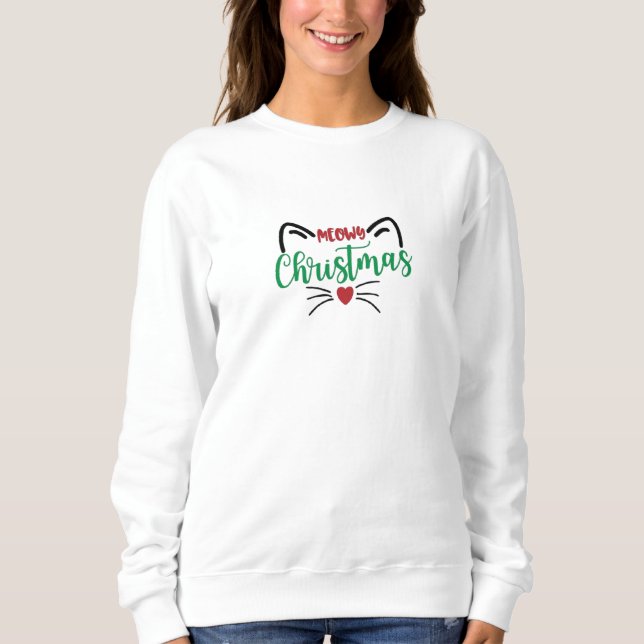 christmas cat,kawaii,cute,anime,meowy christmas, sweatshirt (Front)