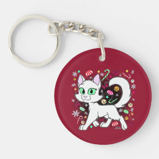 Christmas Cat Keychain (Red)