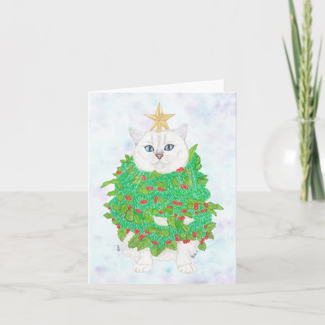 CHRISTMAS CAT LETTERPRESS THANK YOU CARD (Front)