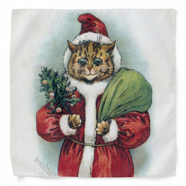 Christmas cat, Louis Wain Bandana (Front)