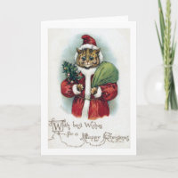Christmas cat, Louis Wain Holiday Card